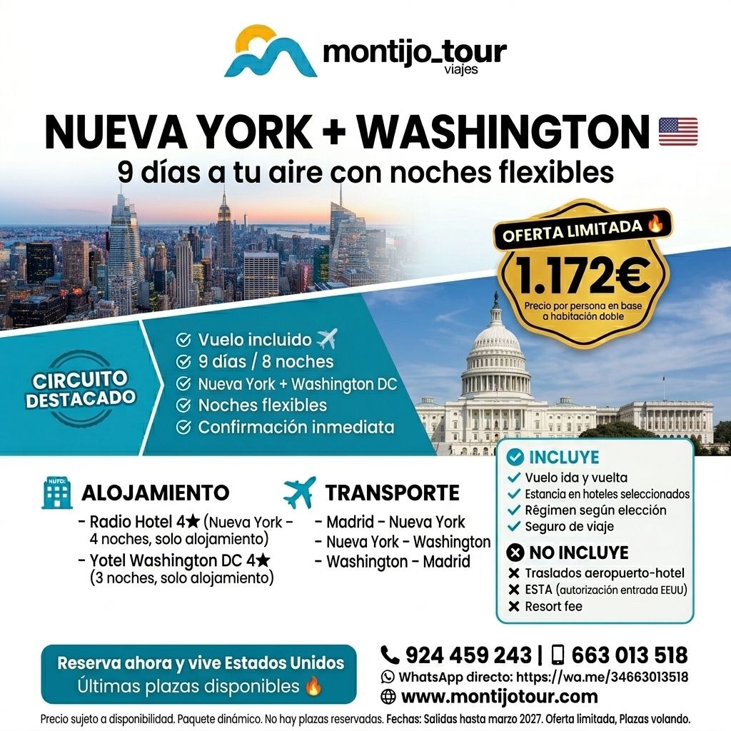 Nueva York, Washington, Vuelos, hotel,