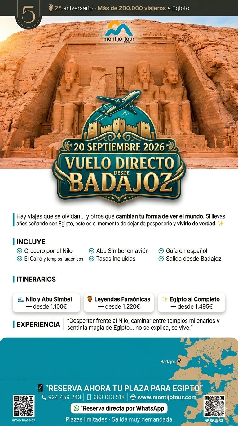 Septiembre, Crucero por el Nilo, Egipto, Vuelos, todo incluido