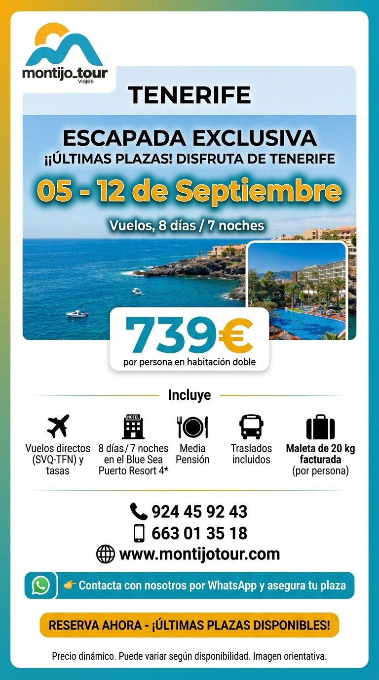 Septiembre, Tenerife, vuelos, hotel y playa