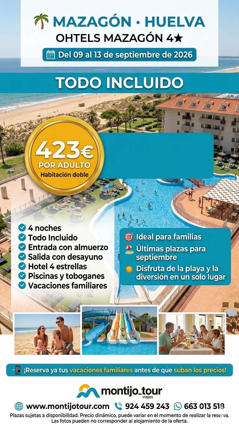 Mazagon, Othels, del 9 al 13 Septiembre, Todo incluido, playa, hotel, 4 noches