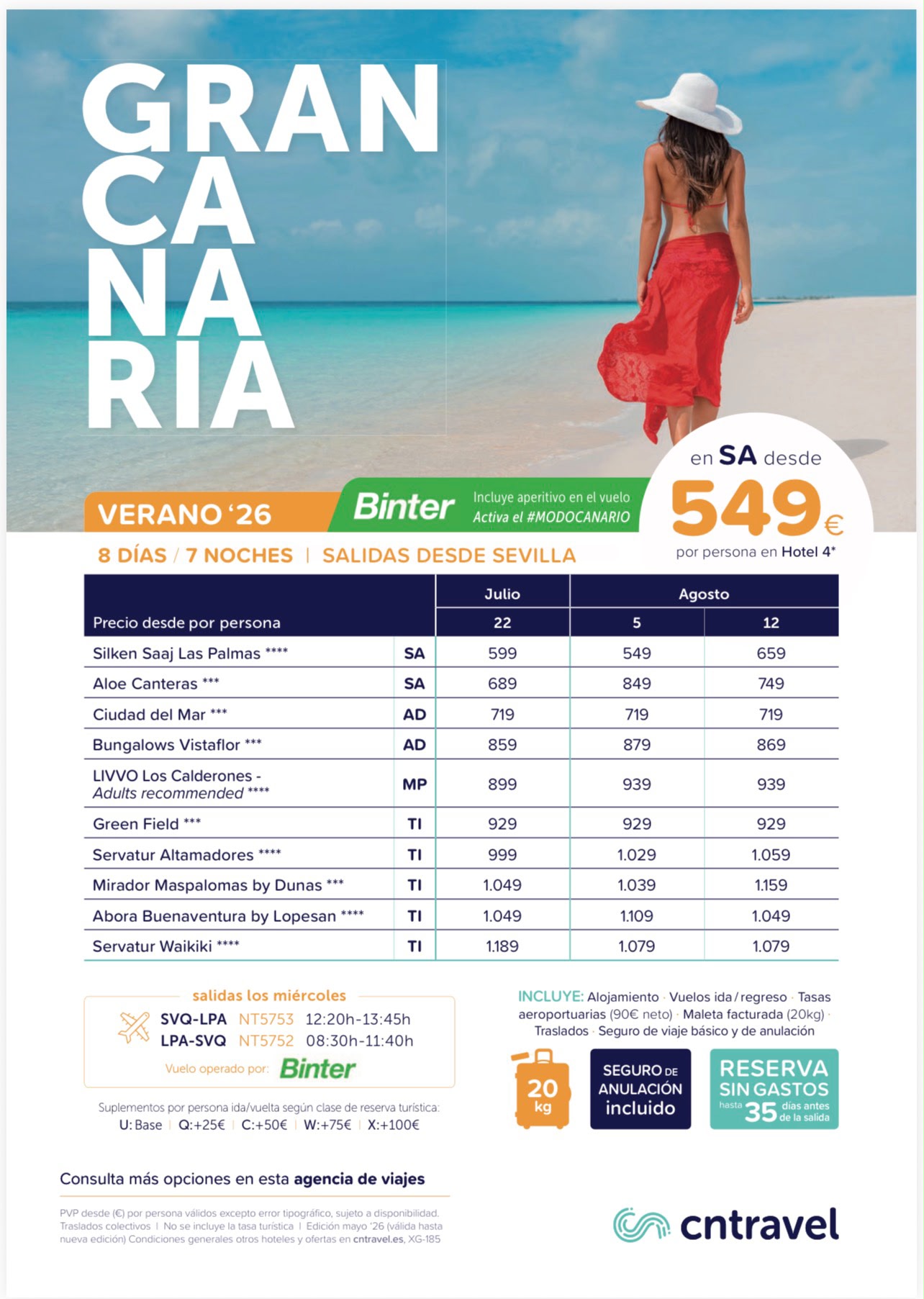 Verano 2026, Gran Canaria, 7 noches, hotel, vuelo y playa