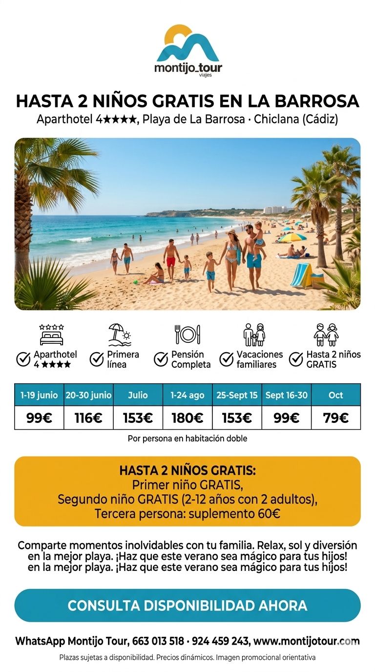Verano, La Barrosa, Cadiz, hotel, playa, pension completa, niños gratis