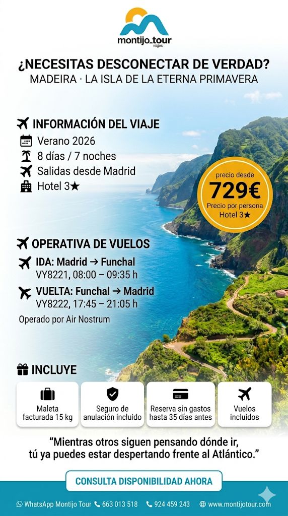 Verano, Madeira, Vuelos y hotel,