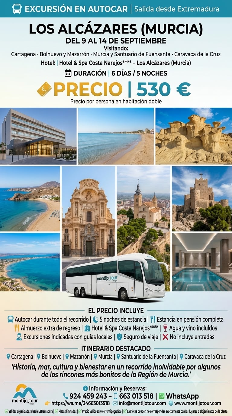Los Alcazares, Murcia, Autocar, Septiembre, 5 noches, 6 noches, pension completa