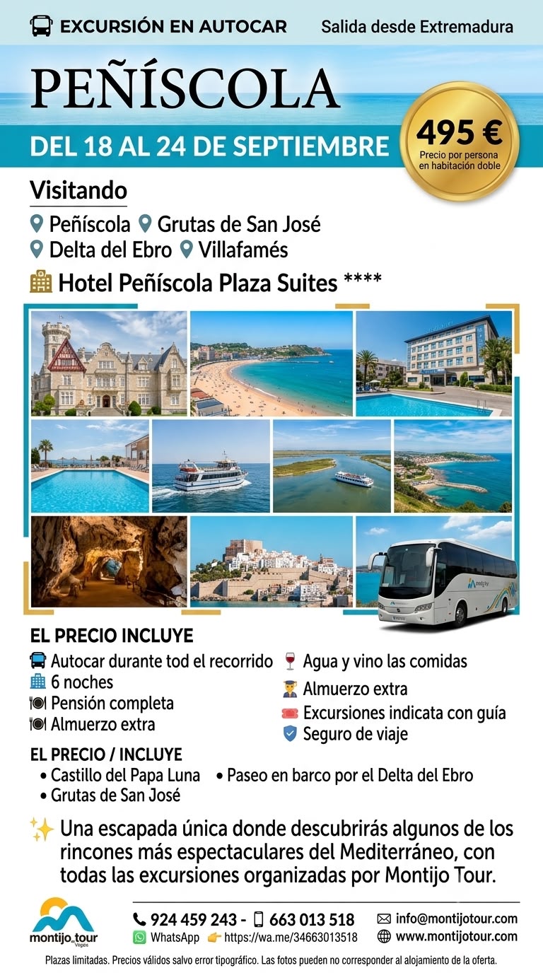 Peñiscola, Autocar, del 18 al 24 de Septiembre, 6 noches,