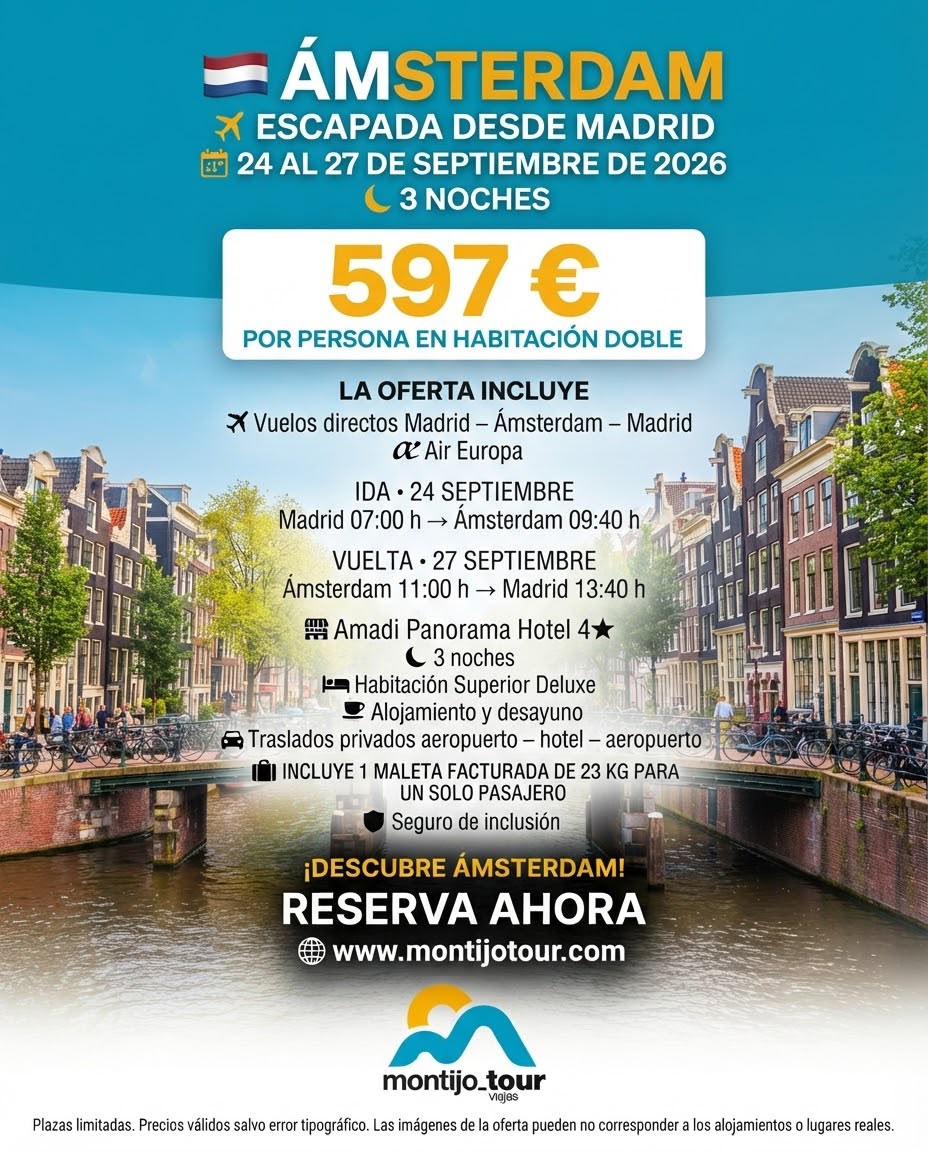 Amsterdam, desde Madrid, septiembre