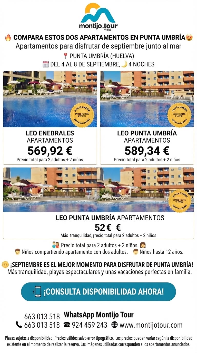 Apartamentos Leo en Punta Umbria, del 4 al 8 de septiembre