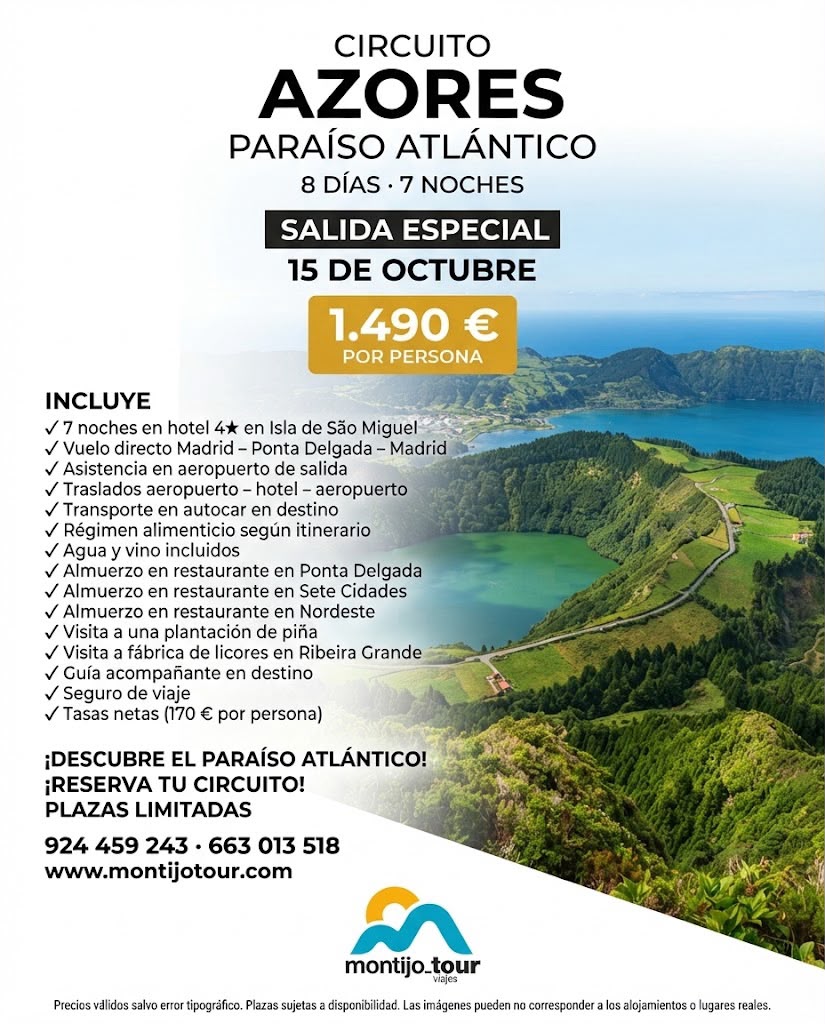 Azores, Octubre, 7 noches, Circuito
