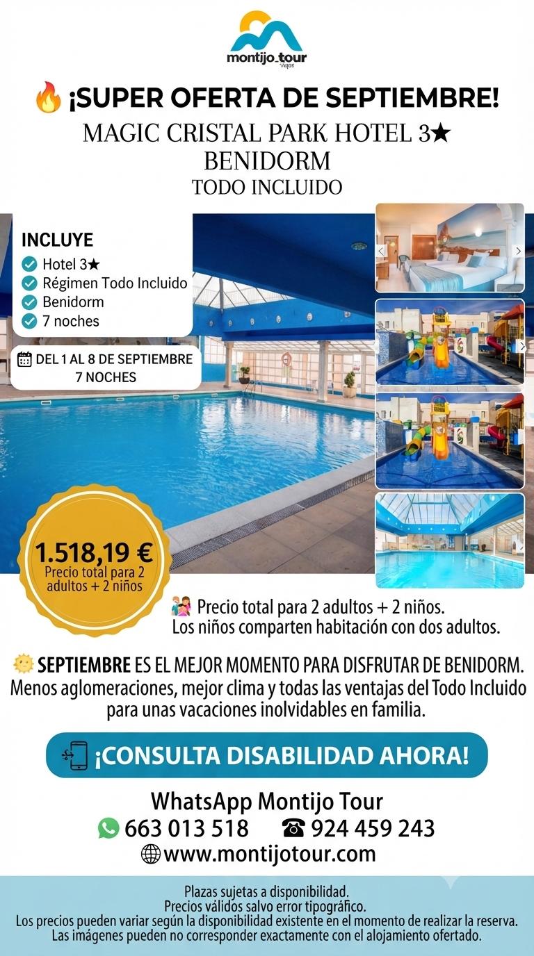 Benidorm, Septiembre, del 1 al 8, 7 noches, pension completa