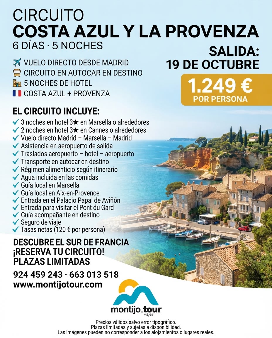 Costa Azul y la Provenza, 5 noches, octubre