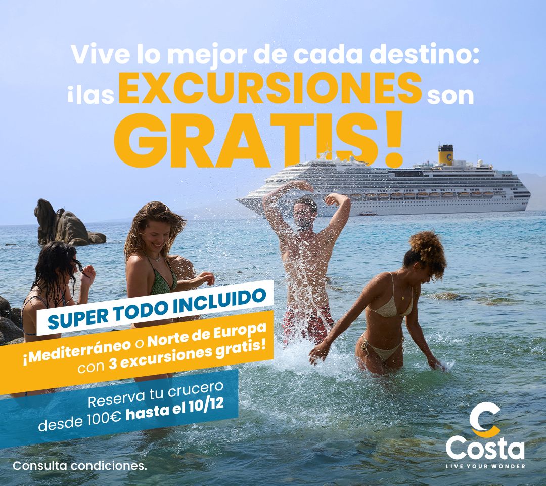 Costa Cruceros, Super Todo Incluido, hasta diciembre