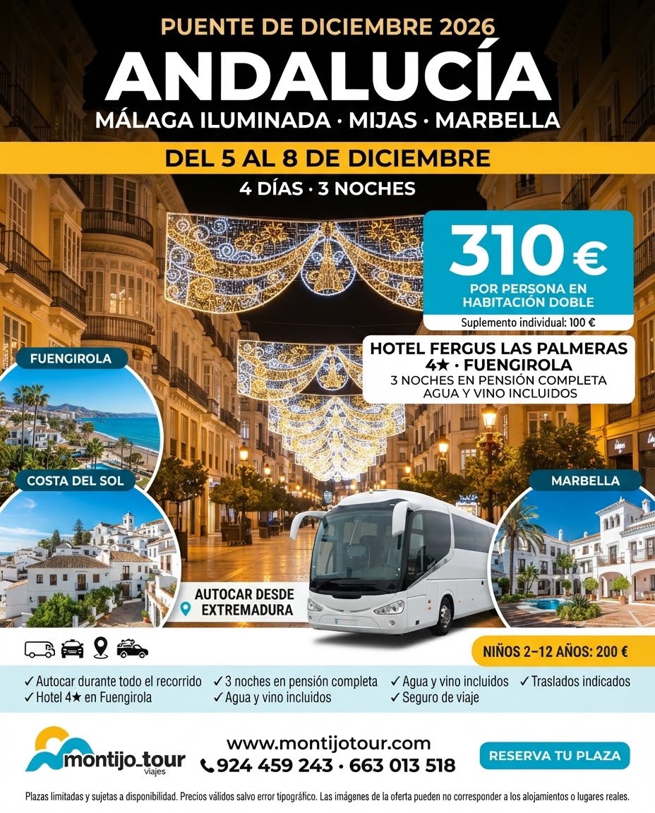PUente Diciembre, Andalucia, Autocar, Pension Completa
