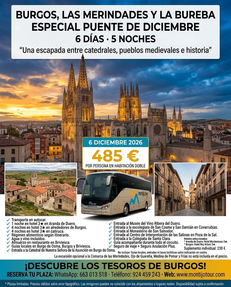Burgos, Puente Diciembre, Autocar, hotel, pension complea