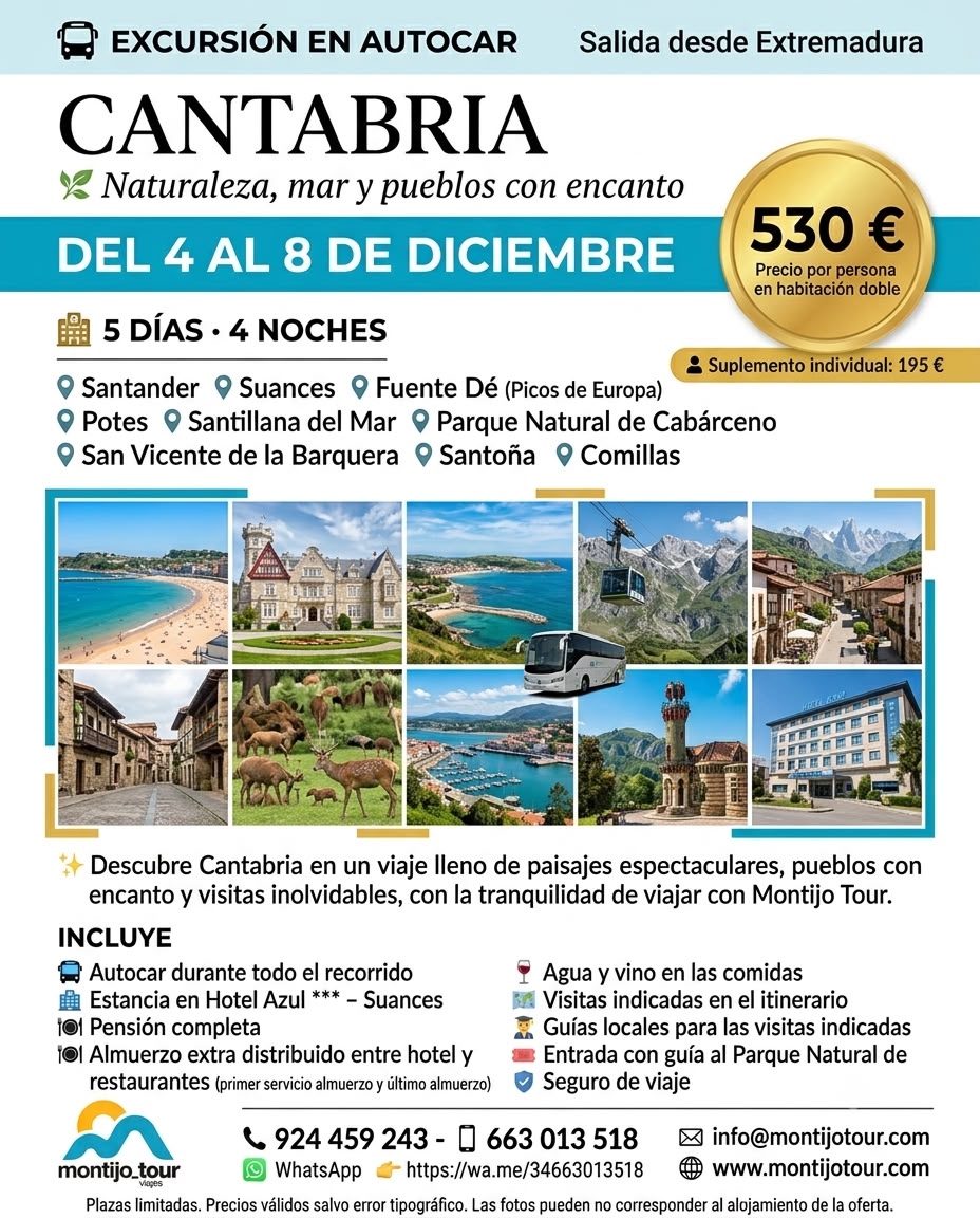 Cantabria, puente diciembre, con bus,