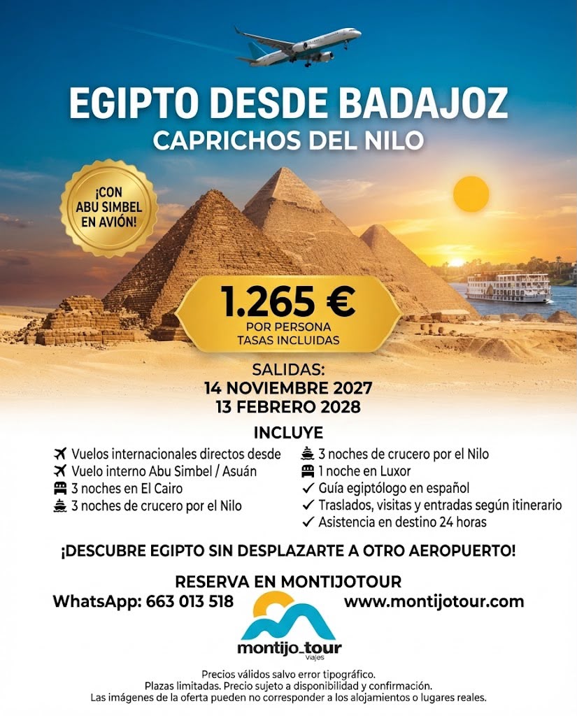 Egipto desde Badajoz, Noviembre 2027 y 2028