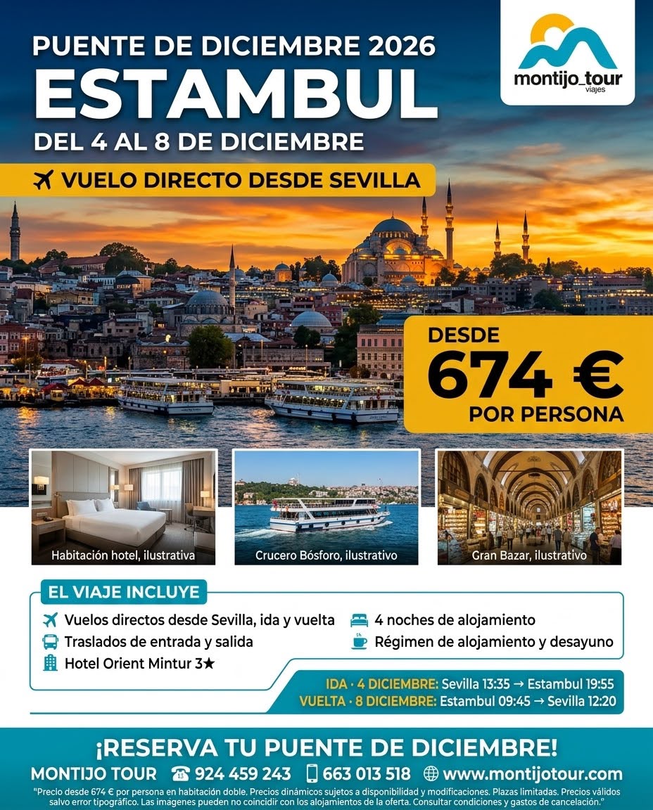 Estambul, Vuelo, hotel, diciembre 2026