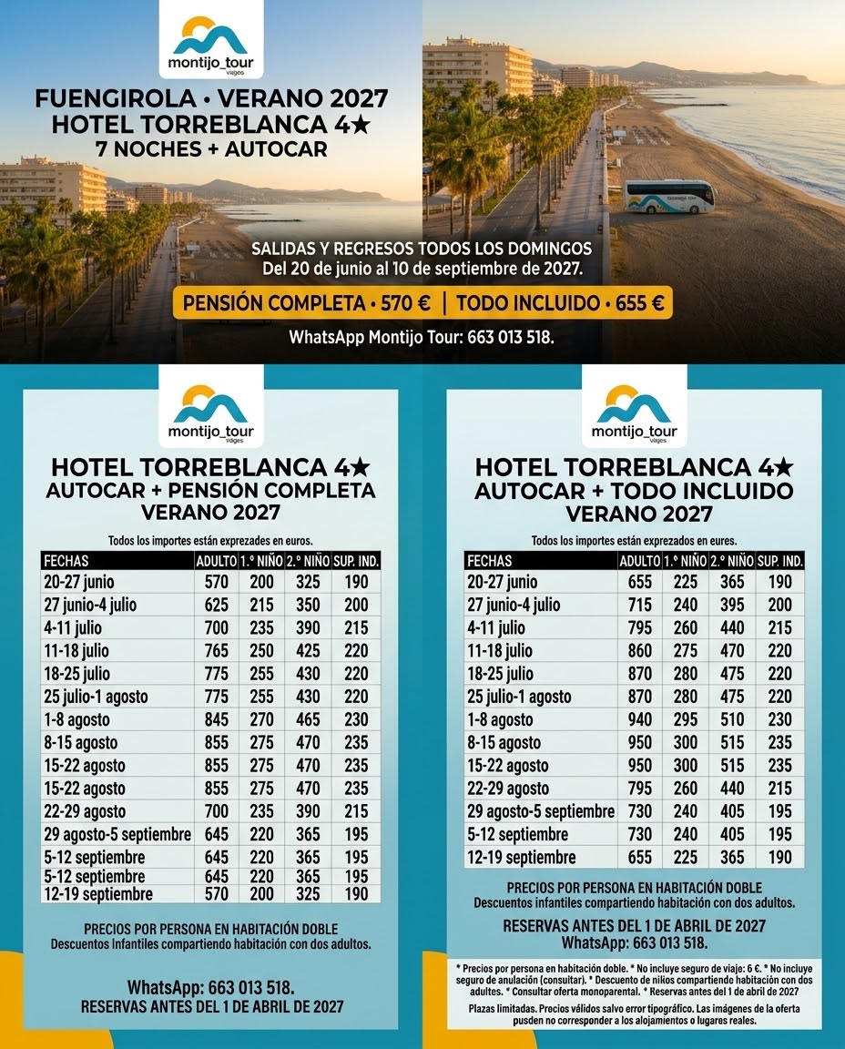 Fuengirola, Verano 2027, y Torreblanca, con Autocar