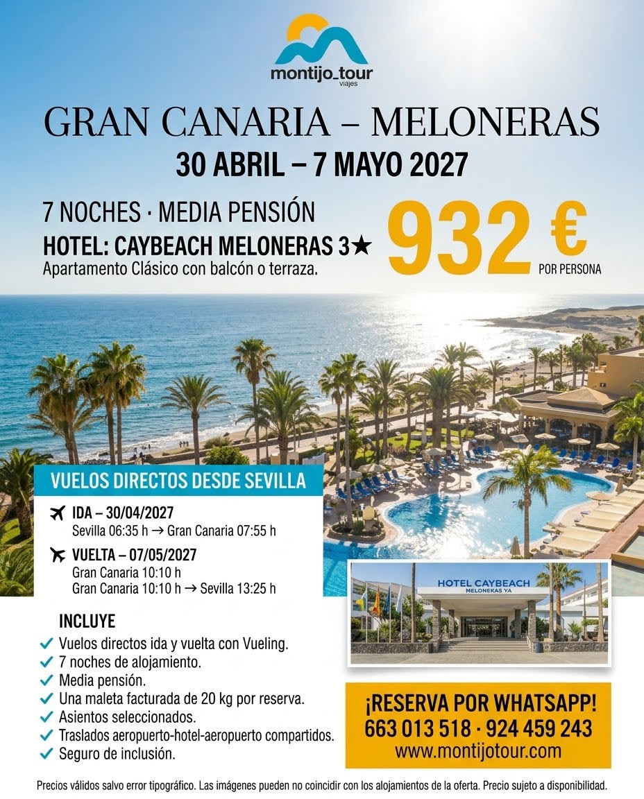 Gran Canaria, Abril 2027, hotel y vuelos,