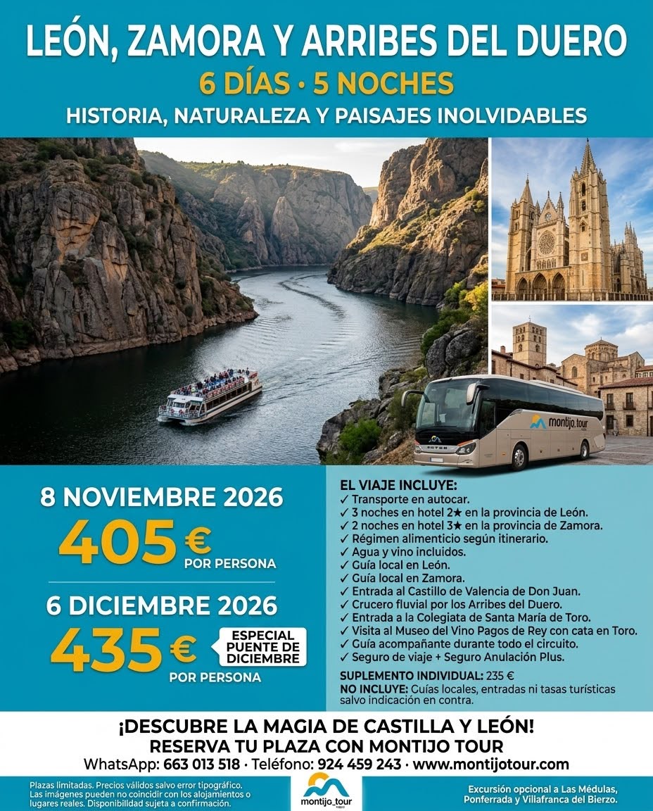Leon, Zamora, Noviembre y Diciembre, autocar