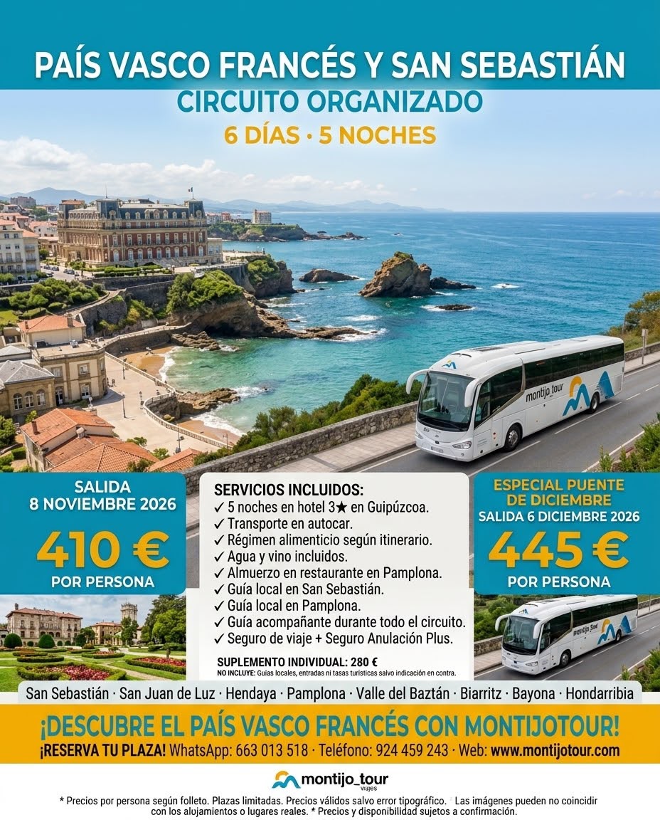 Pais Vasco, Noviembre y Diciembre, Autocar, hotel