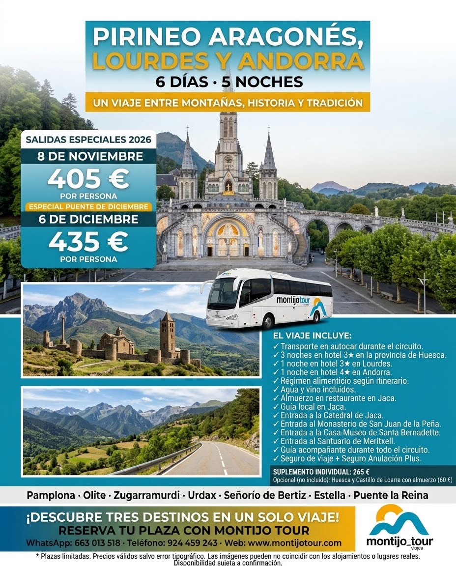 Pirineo Aragones, Diciembre y Noviembre, autocar y hotel