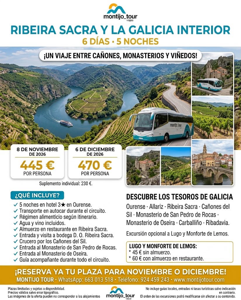Ribera sacra, autocar, noviembre y diciembre